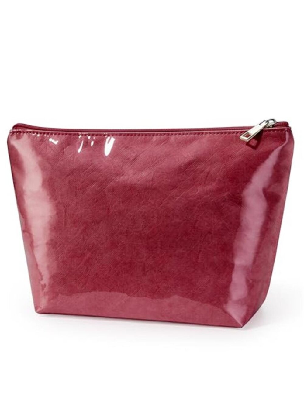 Burgundy PVC Waterproof Makeup Bag Travel Toiletry Zipper Cosmetic Organizer